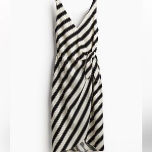 H&M Black & White Striped Wrap Dress | Women’s Small | Knit Tie Front